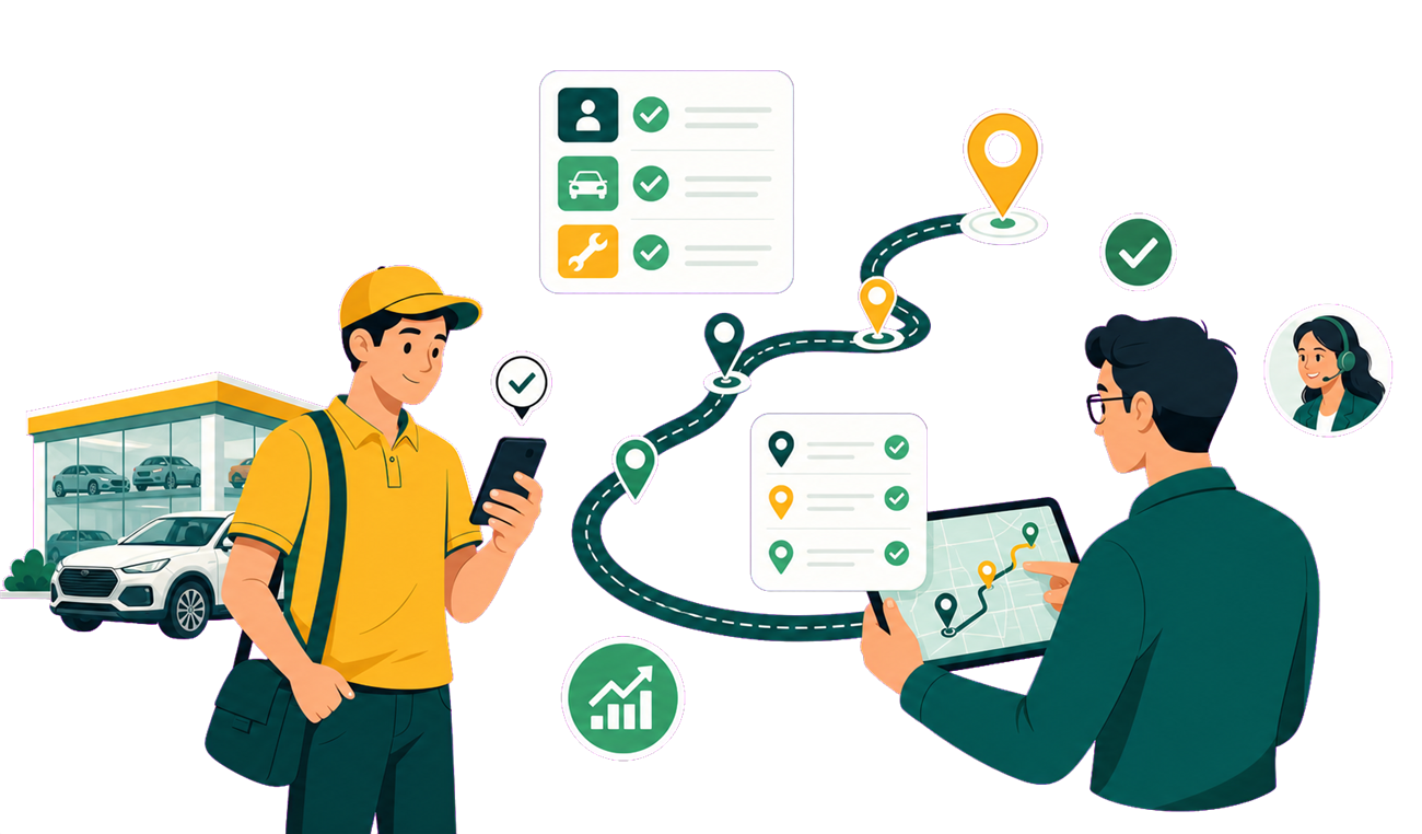 RollPay field employee tracking and location attendance illustration