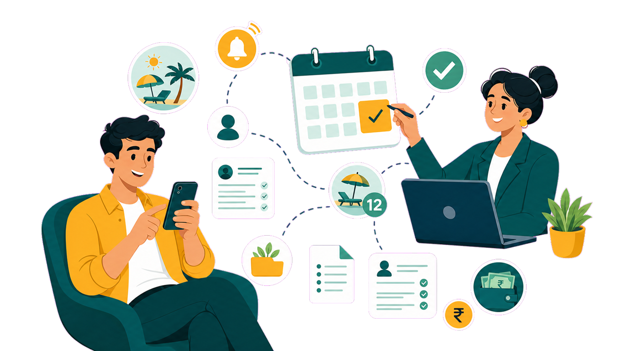 RollPay employee self service mobile app illustration